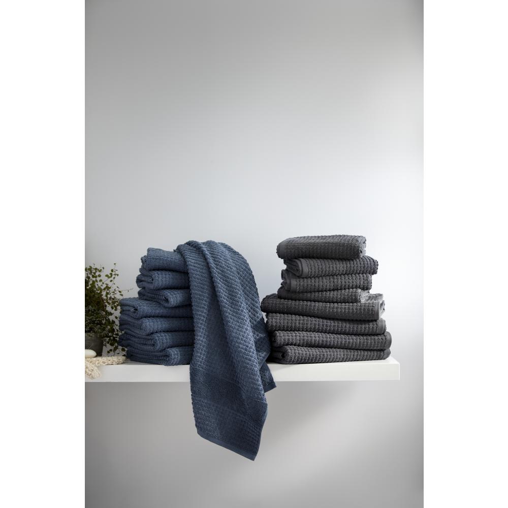 Juna Vérifiez la serviette gris foncé, 70x140 cm