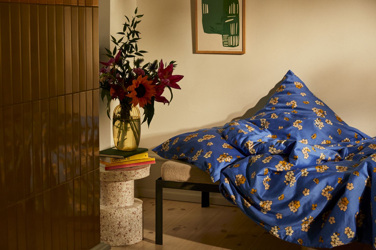JUNA Grand behageligt sengelinned 140 x200 cm, blå