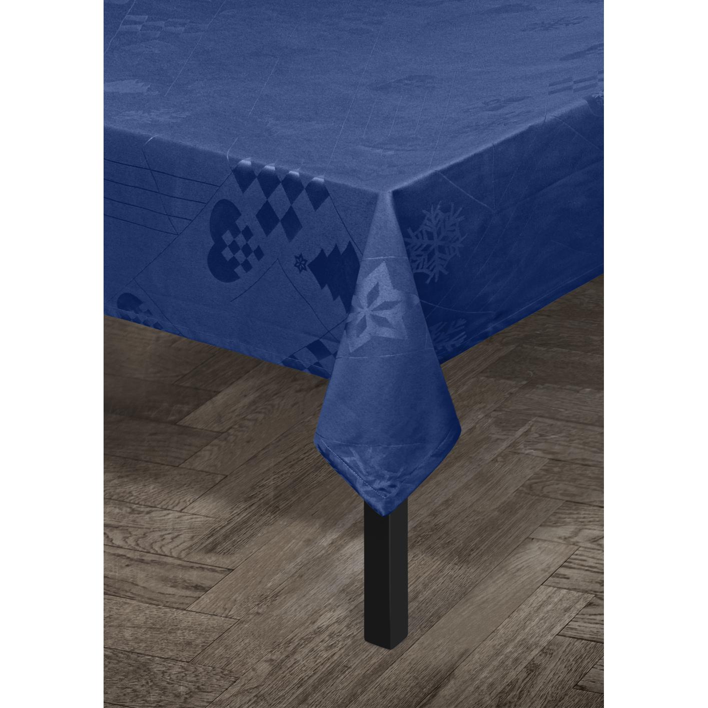Juna Natale Damask桌布蓝色，150x320厘米