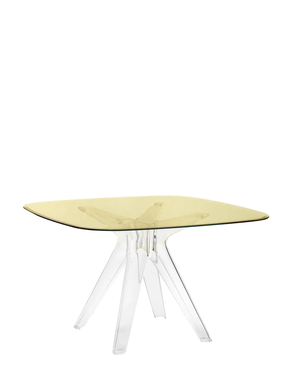 Kartell sir gio table carrée, cristal / jaune