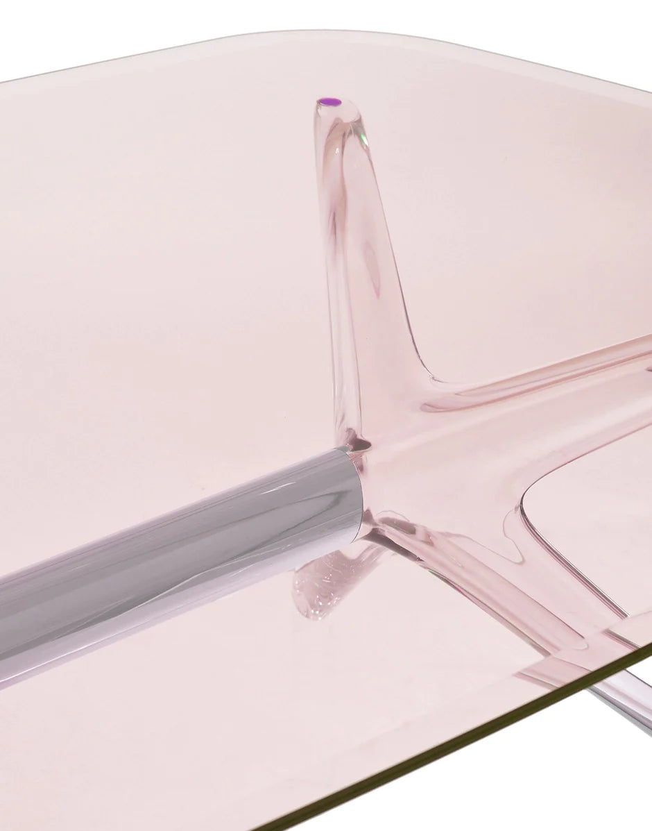 Mesa lateral de Kartell Blast rectangular, cromado/rosa