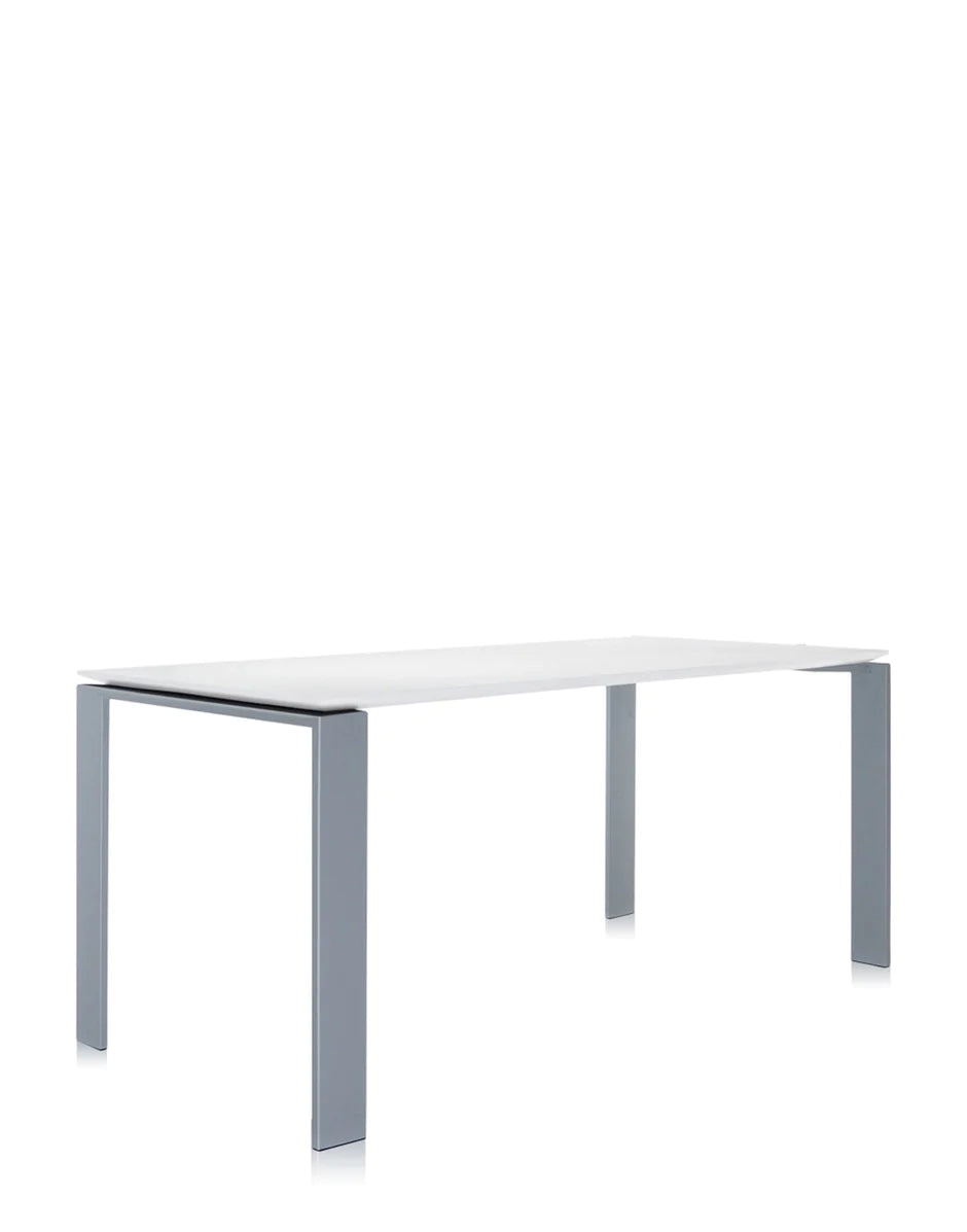 Kartell Four Soft Touch Desk 158x79 cm, aluminium / blanc