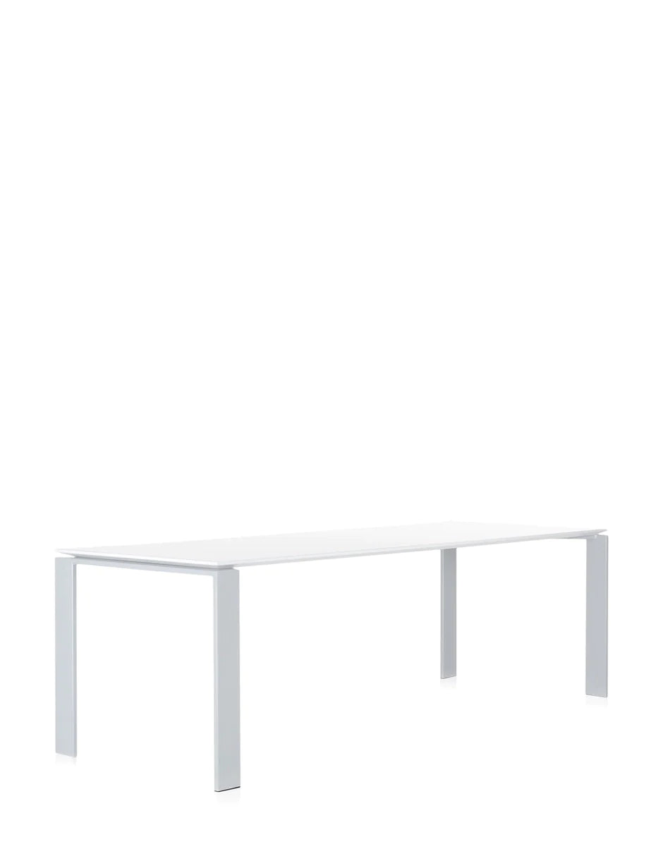 Kartell Fire skrivebord 223x79 cm, aluminium/hvid