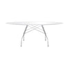 Kartell glanzende tafel ovaal glas, chroom/wit