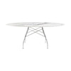 Kartell glanzende tafel ovaal marmer, chroom/wit