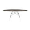 Table brillante kartell marbre ovale, chrome / emperador brun