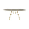 Table brillante kartell marbre ovale, or / gris tropical