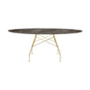 Table brillante kartell marbre ovale, orage or / brun