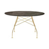 Kartell glanzende tafel rond marmer, goud/verouderd brons