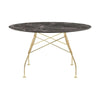 Kartell glanzende tafel rond marmer, goud/bruine emperador