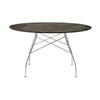 Kartell glanzende tafel rond marmer, chroom/verouderd brons