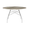 Kartell glanzende tafel rond marmer, chroom/tropisch grijs