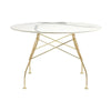 Table brillante kartell marbre rond, or / blanc