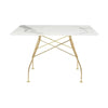 Kartell blank bord firkantet marmor, guld/hvid