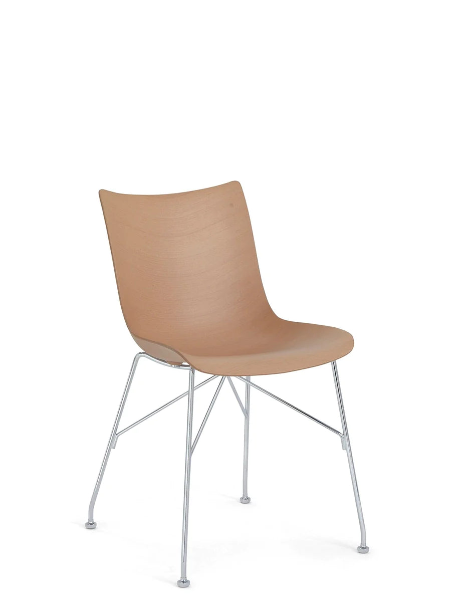 Kartell P/Wood Chair Basic Veneer, Light Wood/Chrome