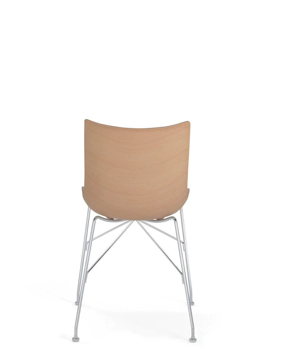 Kartell P/Wood Stóll Basic spónn, ljós tré/króm