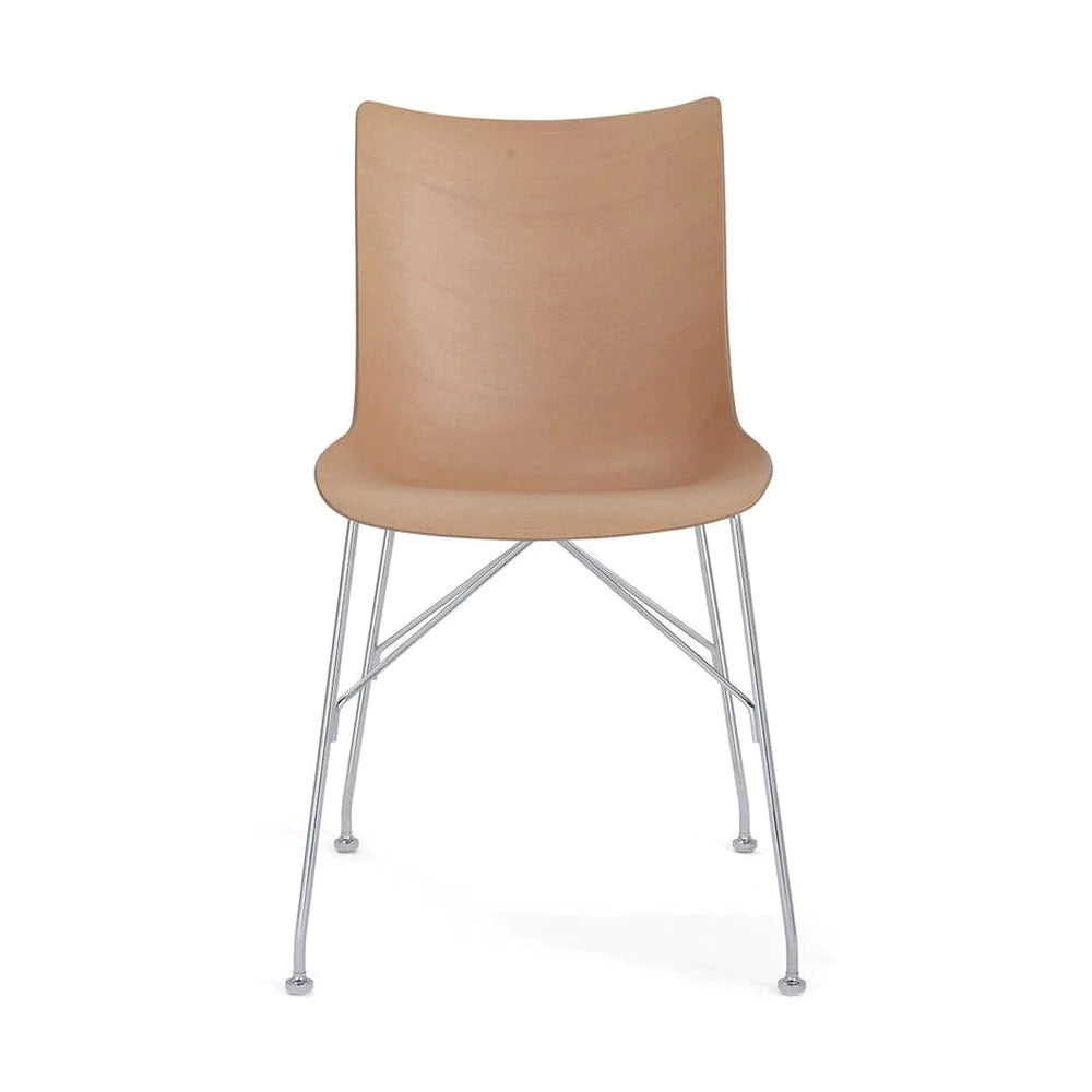 Kartell P/Wood Stóll Basic spónn, ljós tré/króm