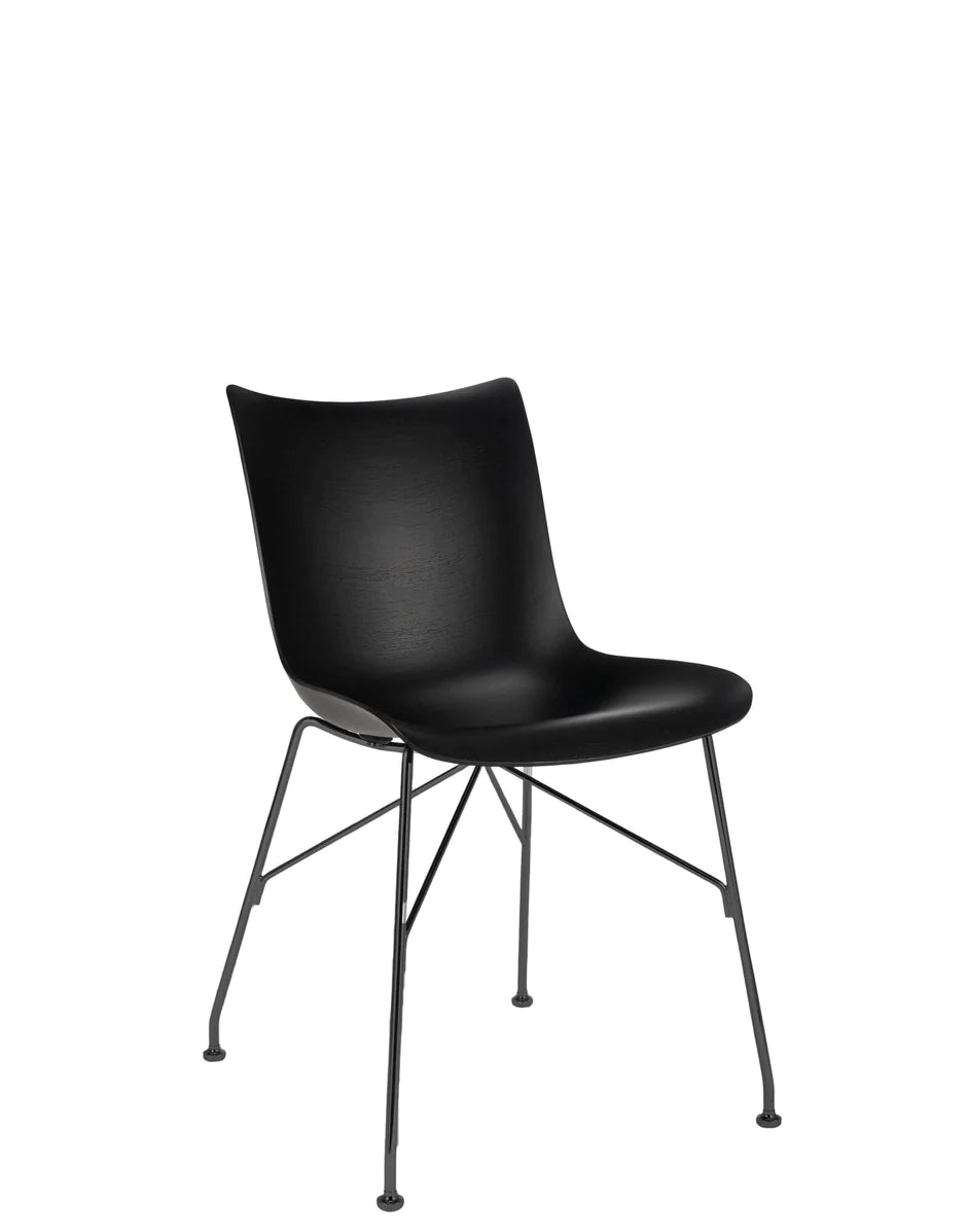 Kartell p / chaise de bois placage de base, bois noir / noir