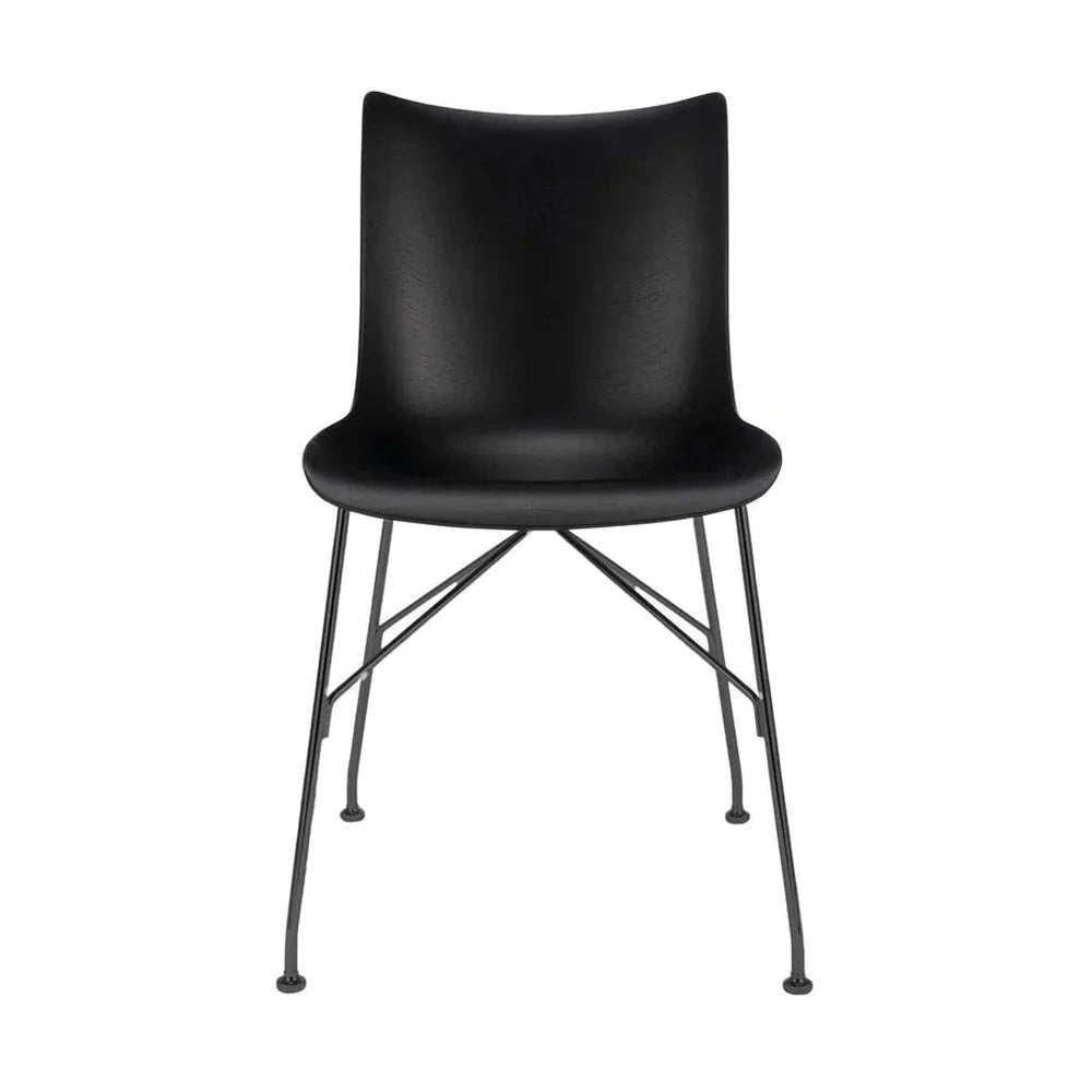 Kartell p / chaise de bois placage de base, bois noir / noir