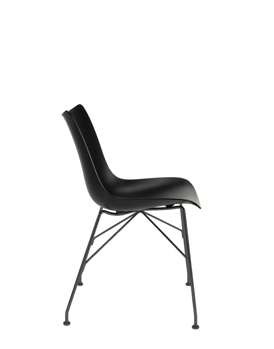 Kartell P/Wood Chair Basic Veneer, Black Wood/Black