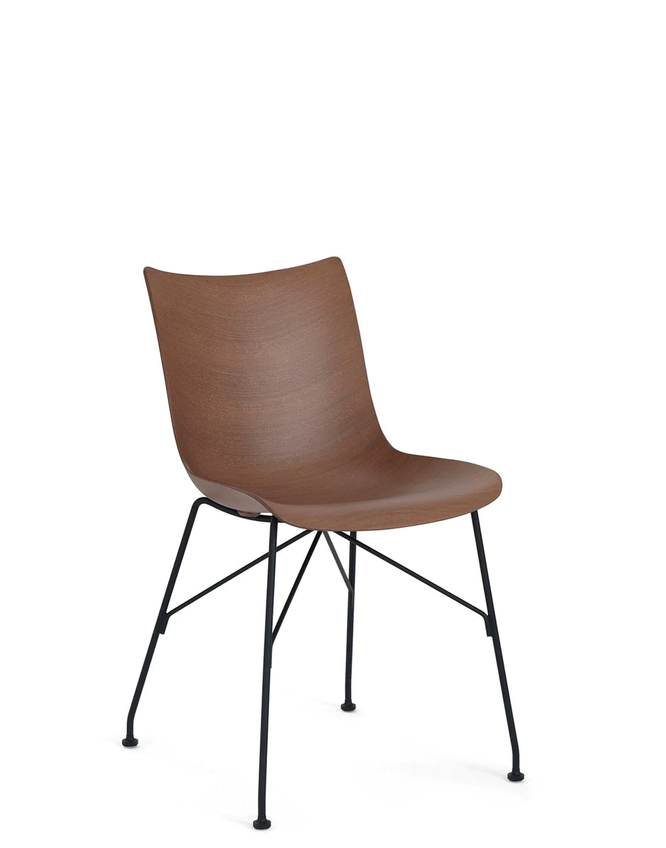 Kartell p / chaise de bois pavé de base, bois foncé / noir