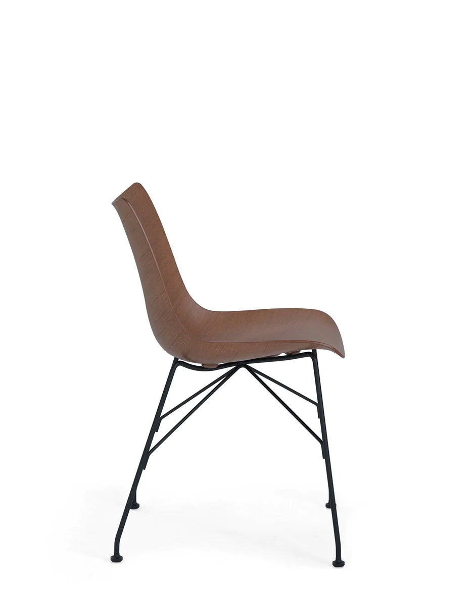 Kartell P/Wood Chair Basic Veneer, Dark Wood/Black