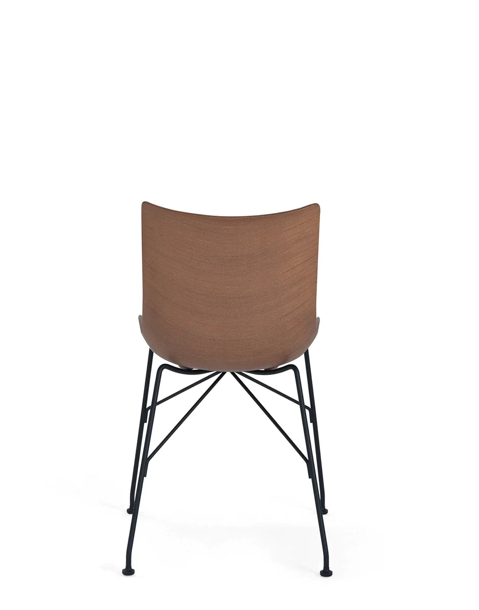 Kartell p / chaise de bois pavé de base, bois foncé / noir