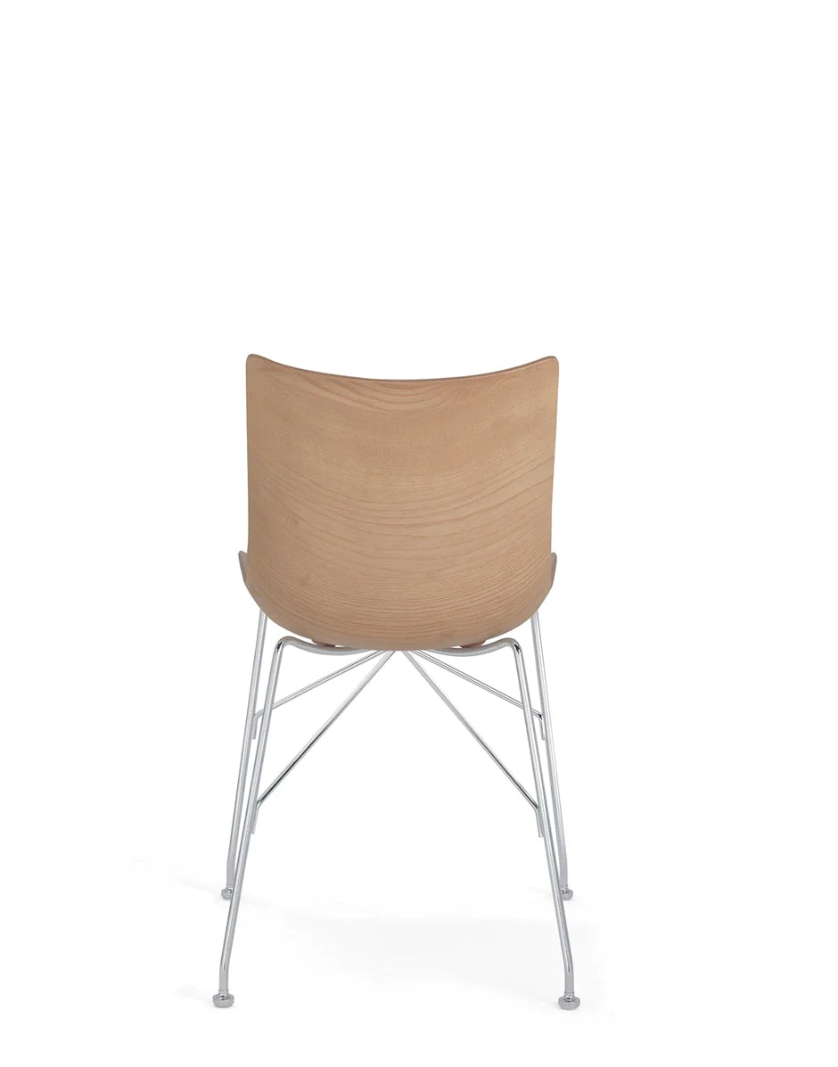 Kartell P / chaise de bois cendres à lattes, bois léger / chrome