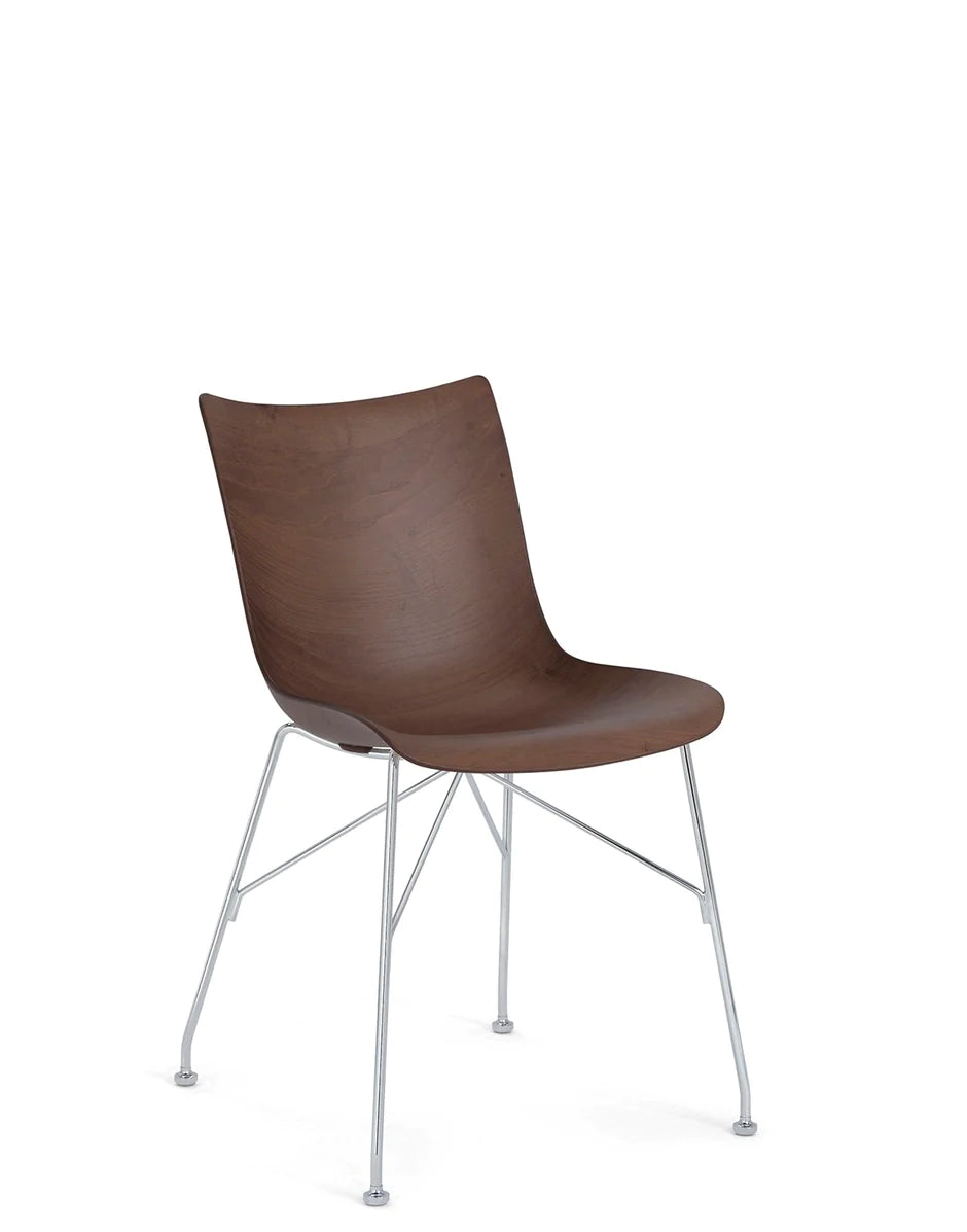 Kartell P/Wood Chair Slated Ash, Dark Wood/Chrome