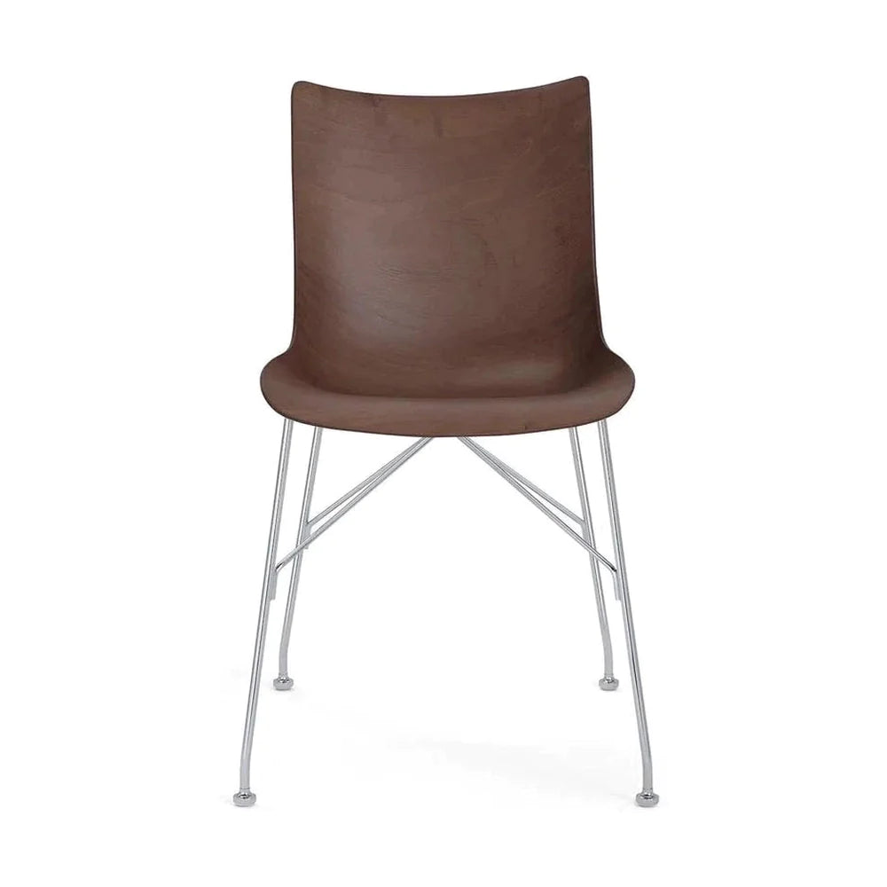 Kartell p / chaise de bois cendres à latte, bois foncé / chrome