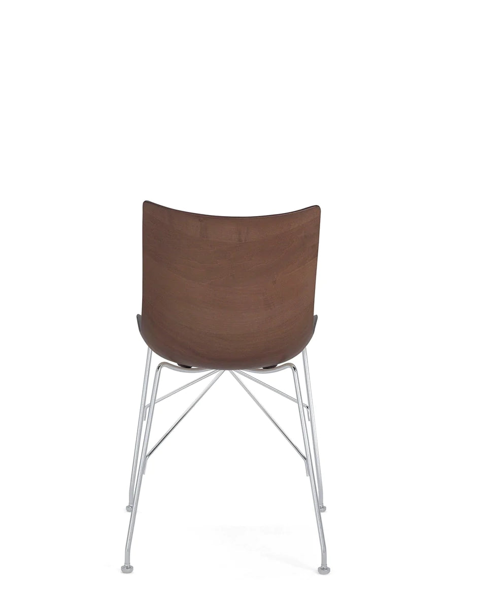 Kartell P/Wood Chair Slatted Ash, Dark Wood/Chrome