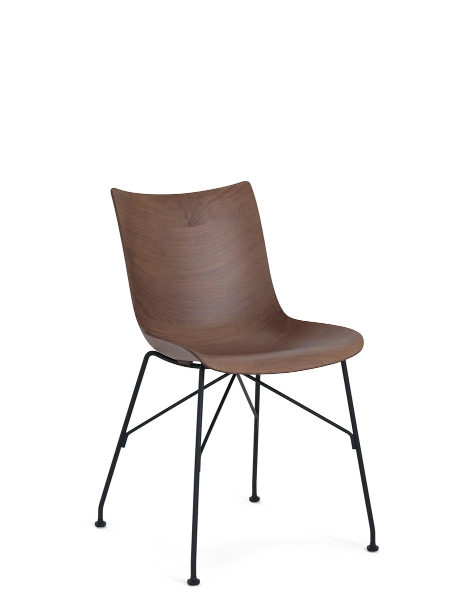 Kartell p / chaise de bois cendres à lattes, bois foncé / noir