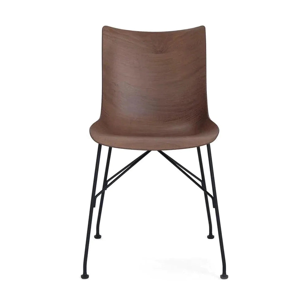 Kartell p / chaise de bois cendres à lattes, bois foncé / noir