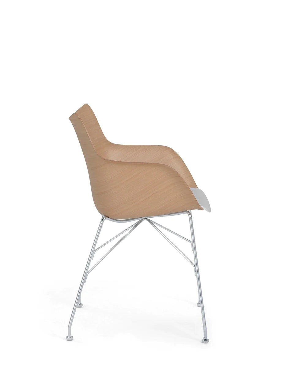 Kartell Q/Wood Armchair Basic Veneer, Light Wood/Chrome