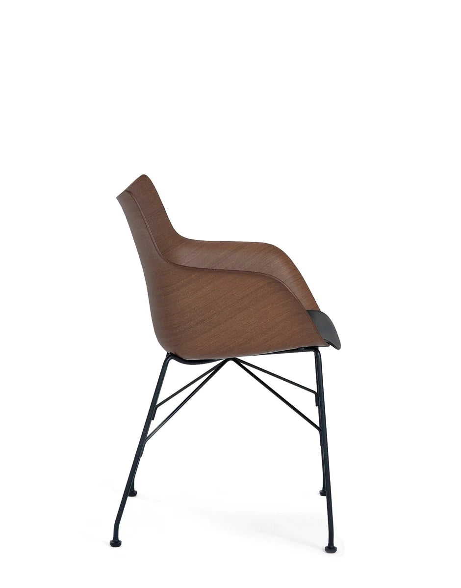 Kartell Q/Wood fauteuilfineer, donker hout/zwart