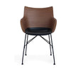 Kartell Q/Wood fauteuilfineer, donker hout/zwart