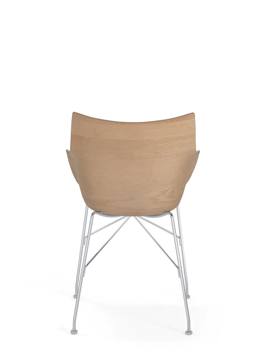 Kartell q/houten fauteuil lated as, licht hout/chroom