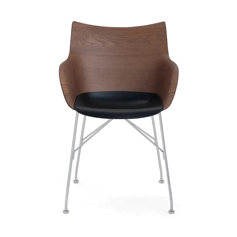 Kartell Q/hout fauteuil lated as, donker hout/chroom