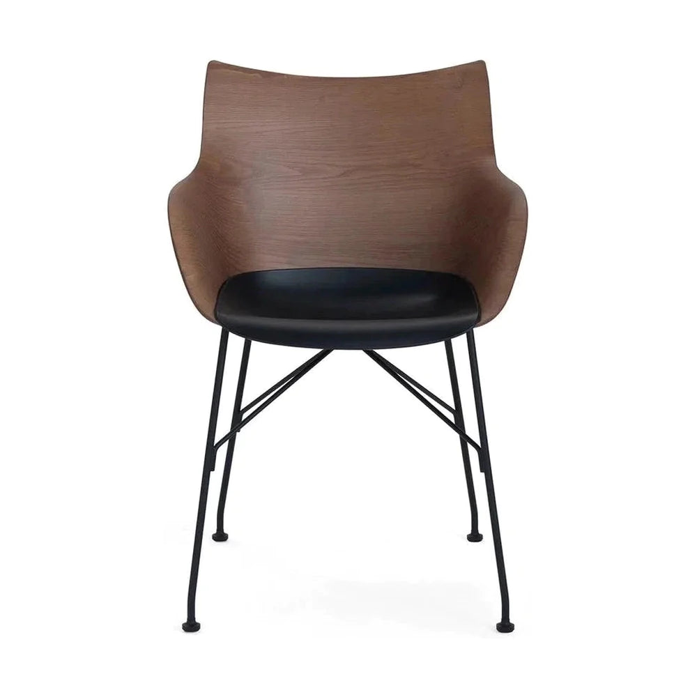 Kartell q/houten fauteuil lated as, donker hout/zwart