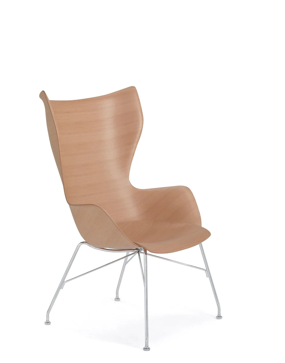 Kartell K / Wood Armchair Basic Louceer, Wood / Chrome léger