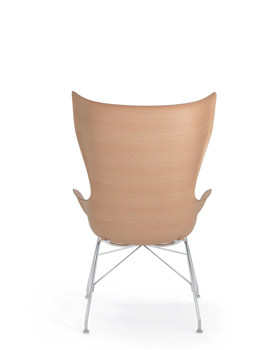 Kartell K/Wood hægindastóll Basic spónn, léttur viður/króm