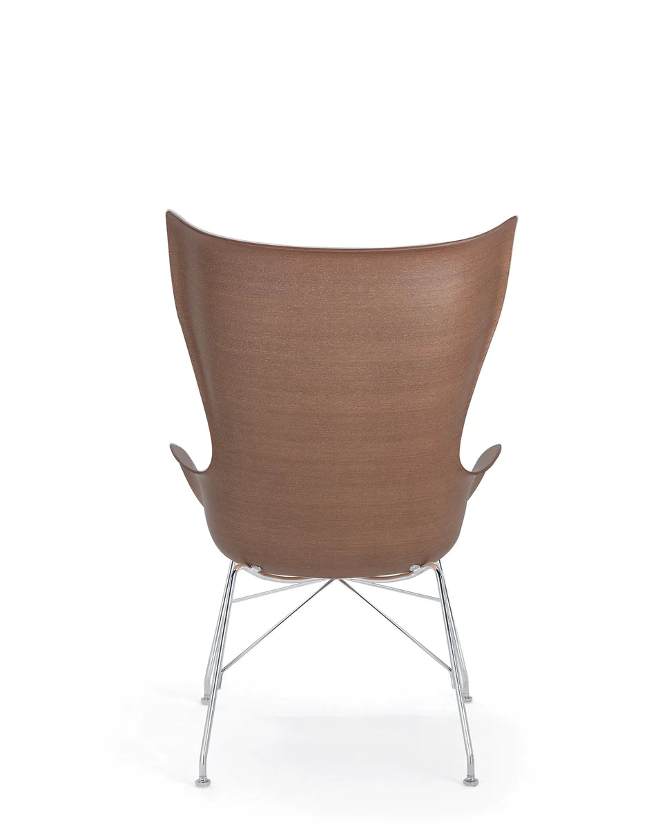 Kartell K/Wood lenestol Basic finér, mørkt tre/krom