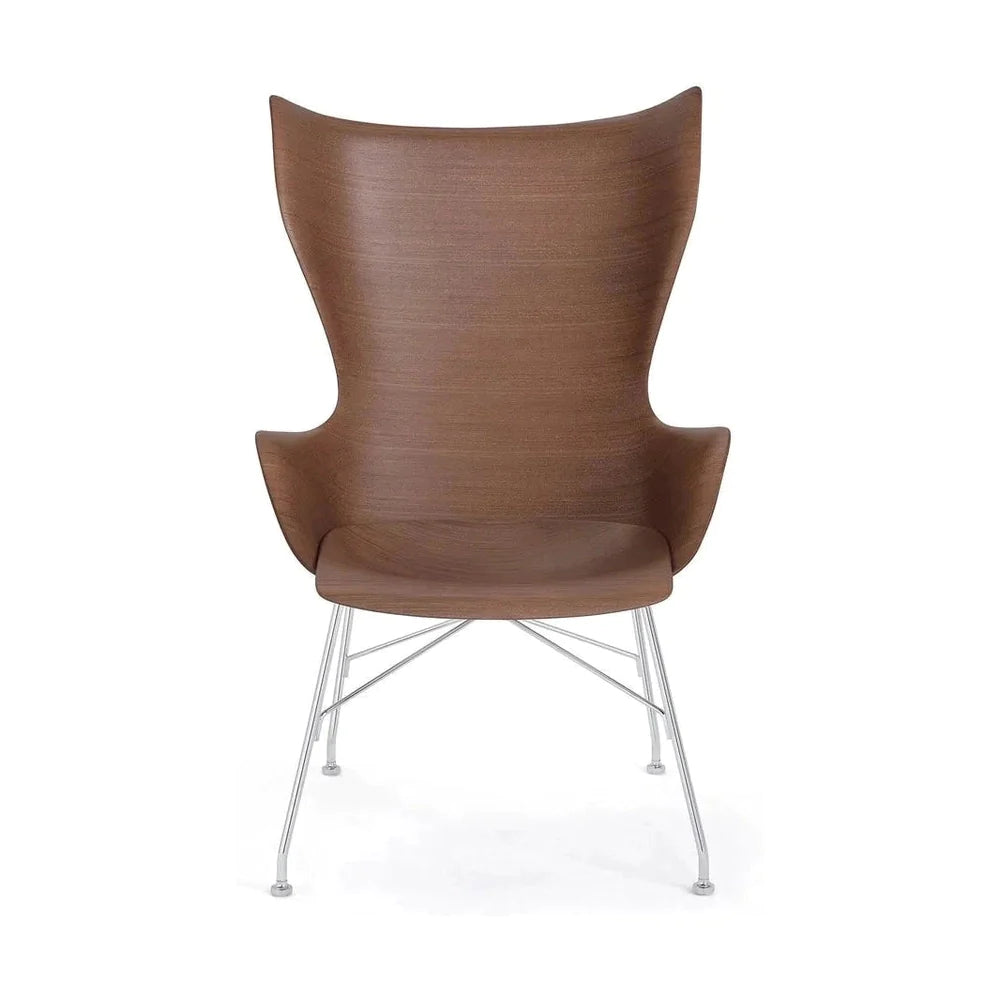 Kartell K/Wood hægindastóll Basic spónn, dökkur tré/króm