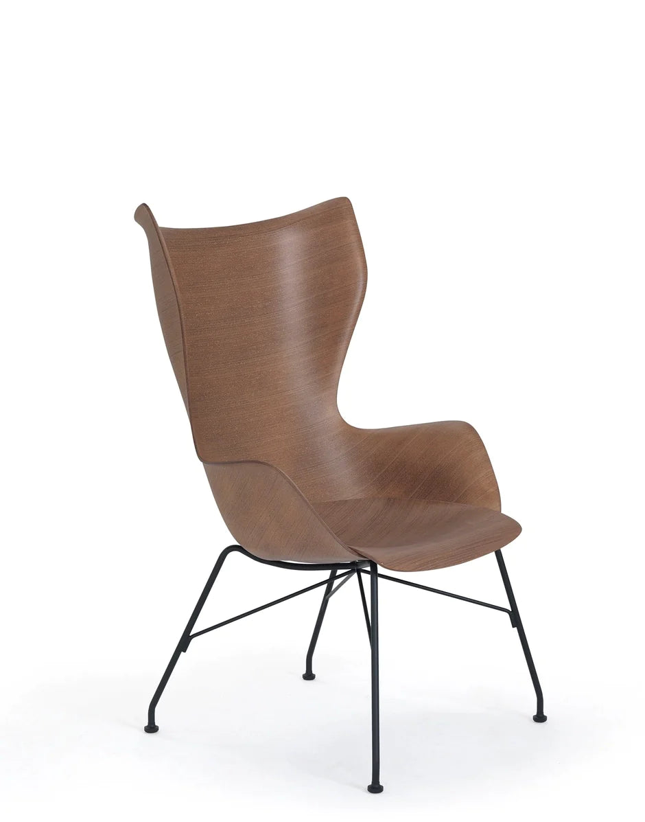 Kartell K/Wood hægindastóll Basic spónn, dökkur tré/svartur