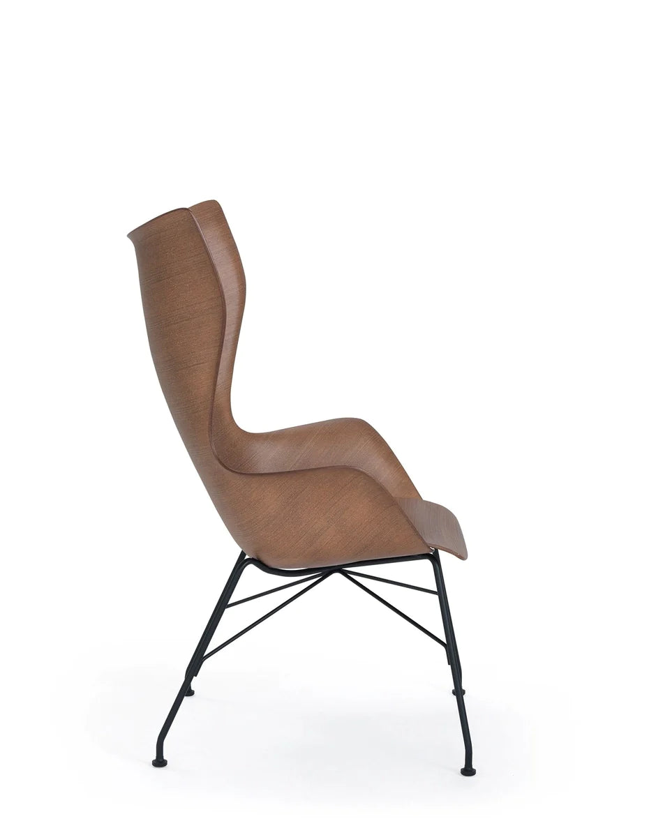 Kartell K/Wood lenestol Basic finér, mørkt tre/svart