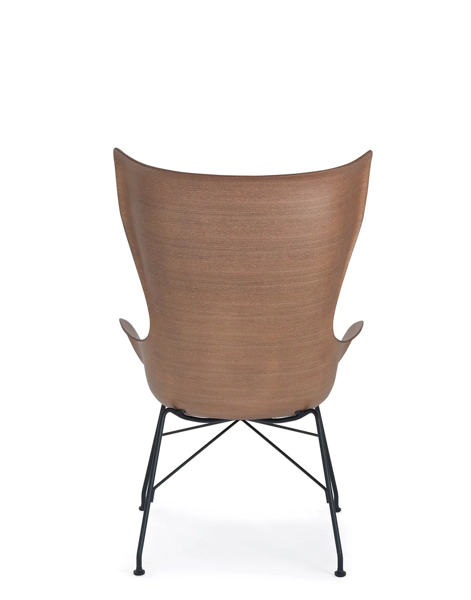 Kartell K/Wood fauteuilfineer, donker hout/zwart