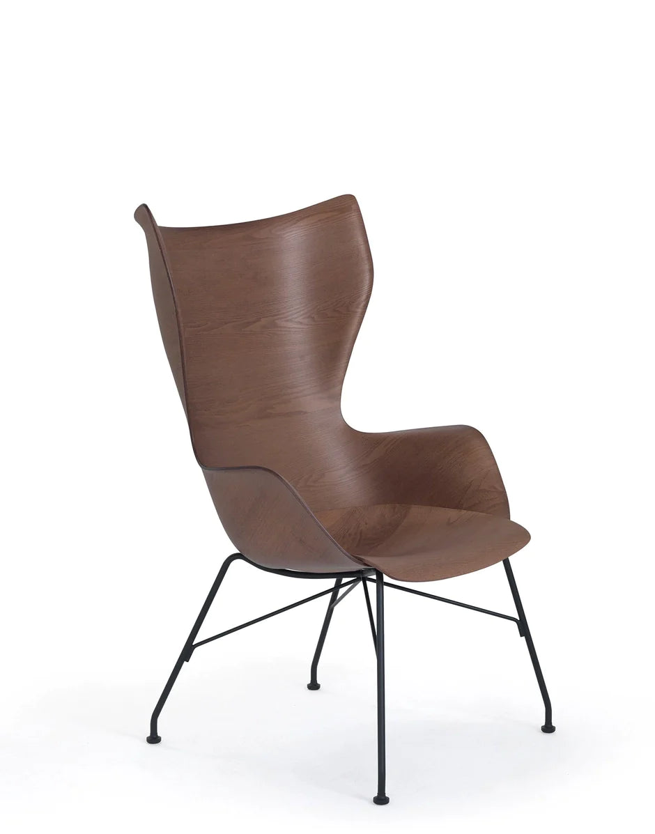 Kartell K/Wood fauteuil Lated Ash, Dark Wood/Black