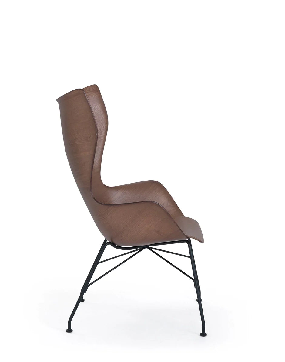 Kartell K/Wood fauteuil Lated Ash, Dark Wood/Black