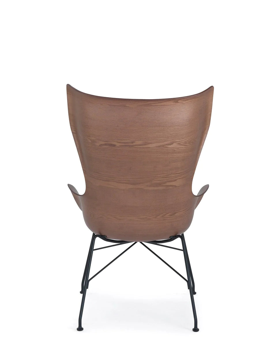 Kartell K/Wood fauteuil Lated Ash, Dark Wood/Black