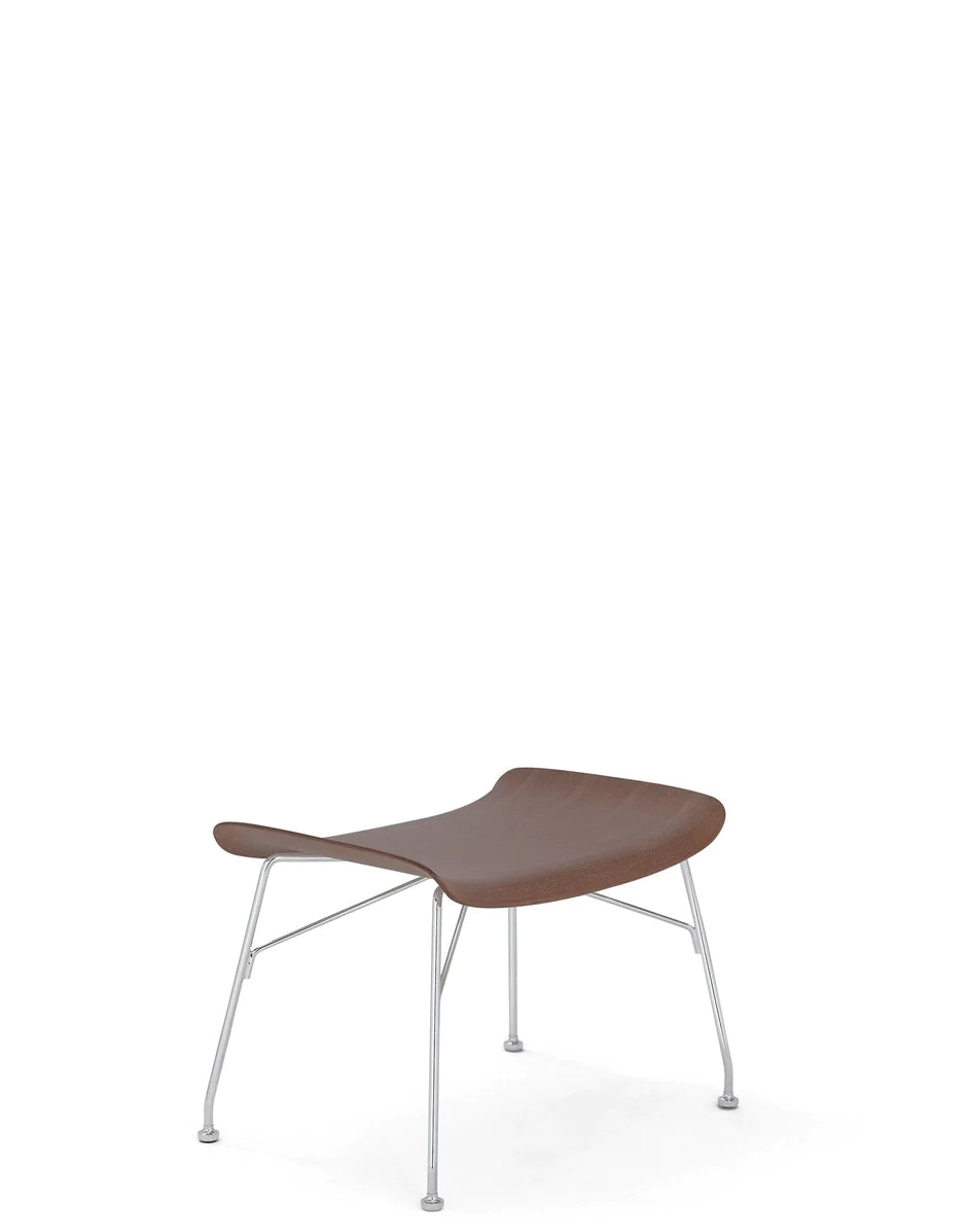 Kartell S/Wood Footstest Basic Fineer, Dark Wood/Chrome